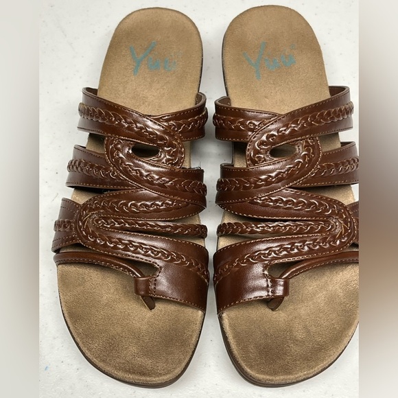 Yui Brown Slip On Sandals - Picture 1 of 10